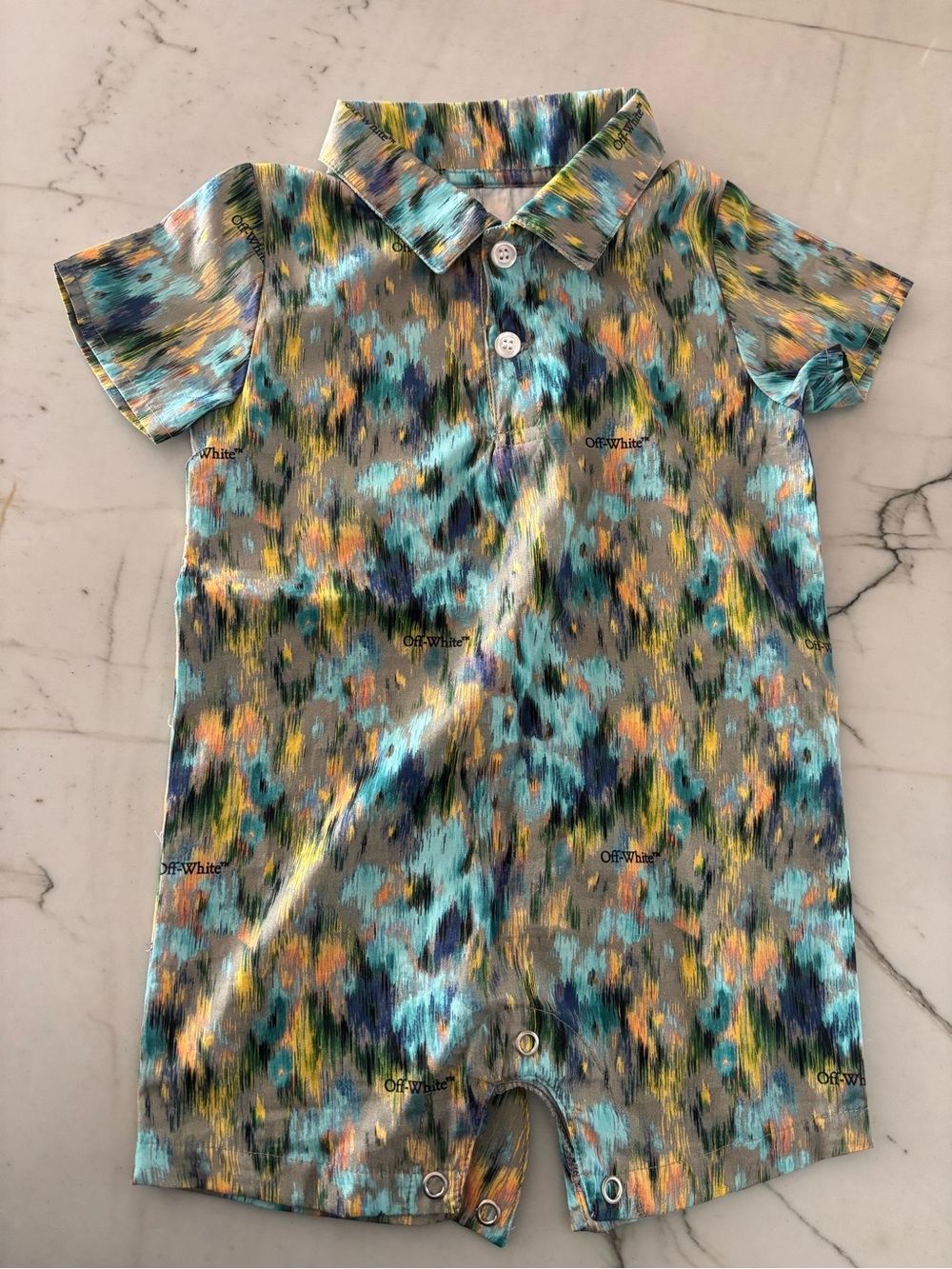 Off-White Multicolor Abstract Print Baby Romper Authentic - Picture 5 of 8